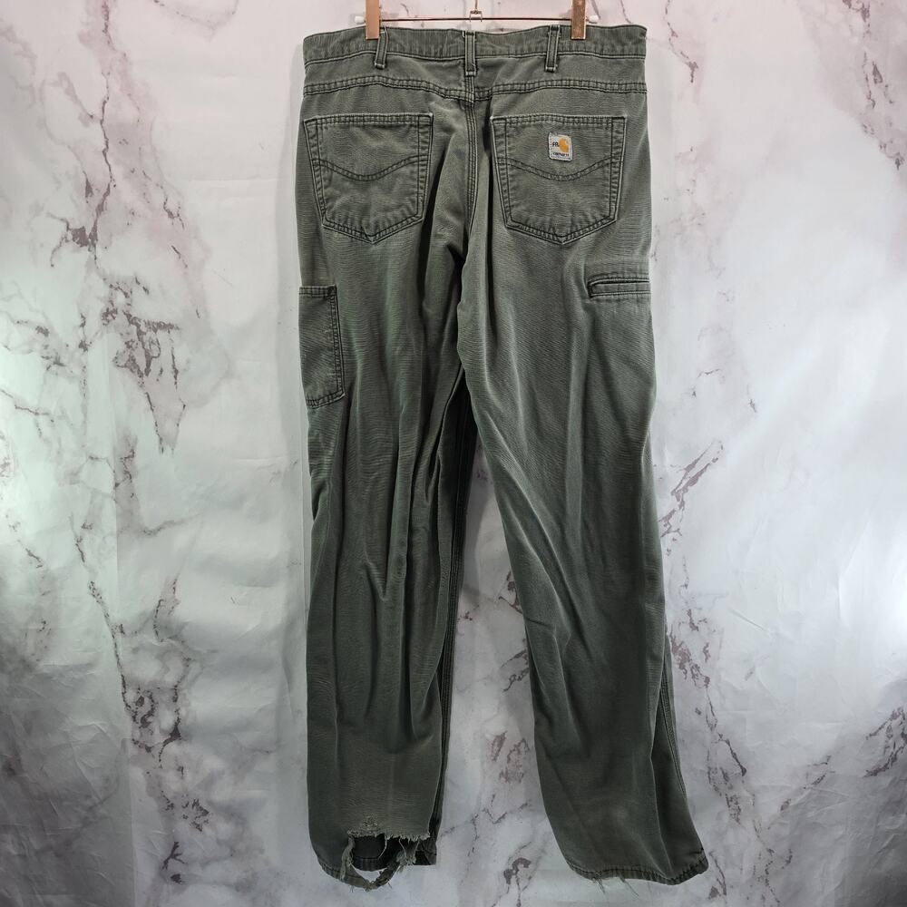 Carhartt Pants Mens 35 X 34 Green FR Fire Resistant Loose Fit Jeans Denim